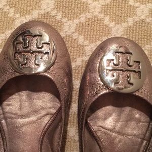 Metallic Tory Burch Ballet Flats